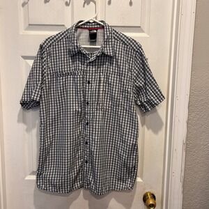 The North Face Mens Plaid Short‎ Sleeve Button Up Shirt Sz L Hiking Camping Gorp
